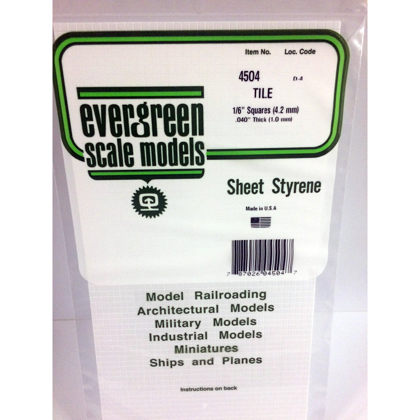 Evergreen 4504 Styrene Plastic 1/6