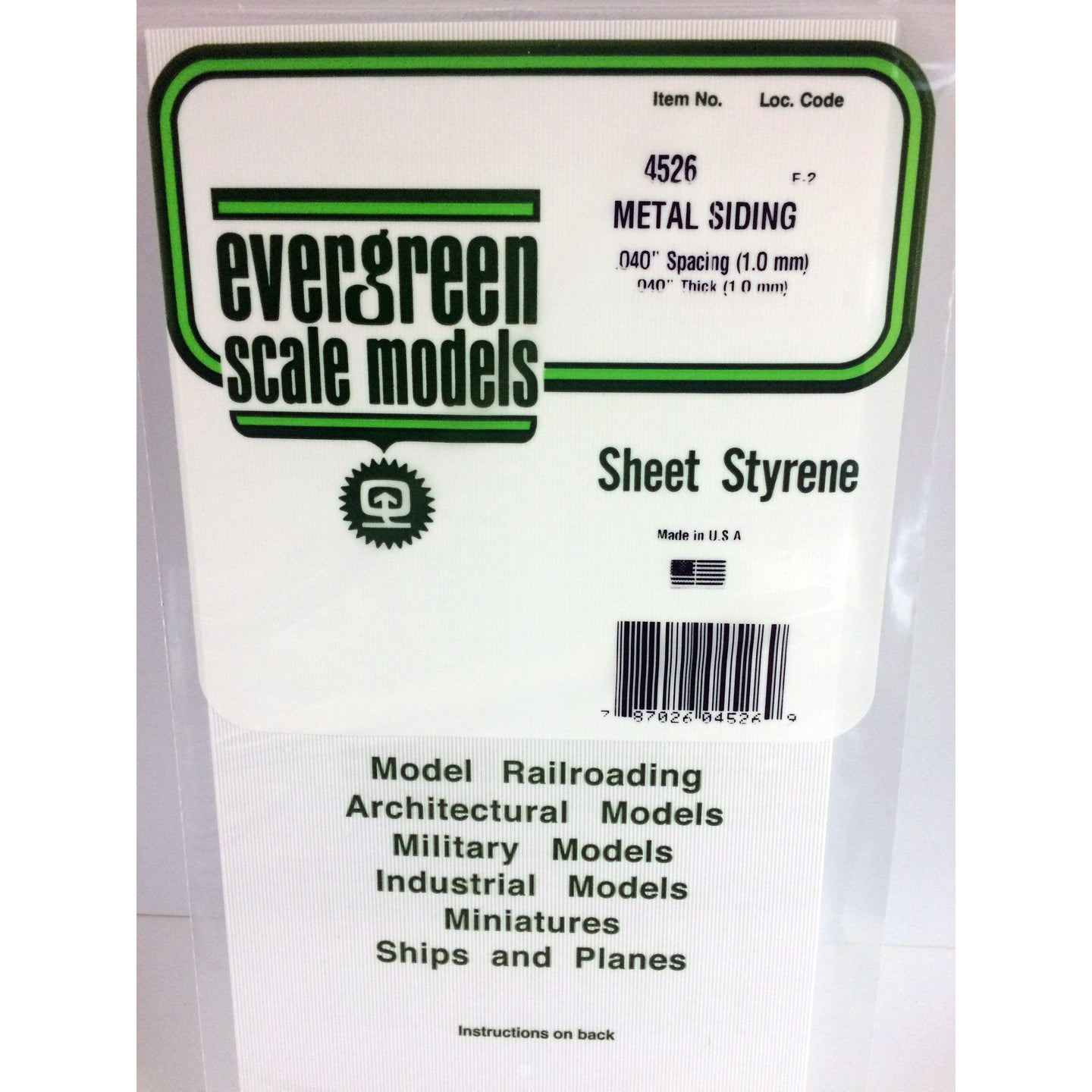 Evergreen 4526 Styrene Plastic Metal Siding 0.040