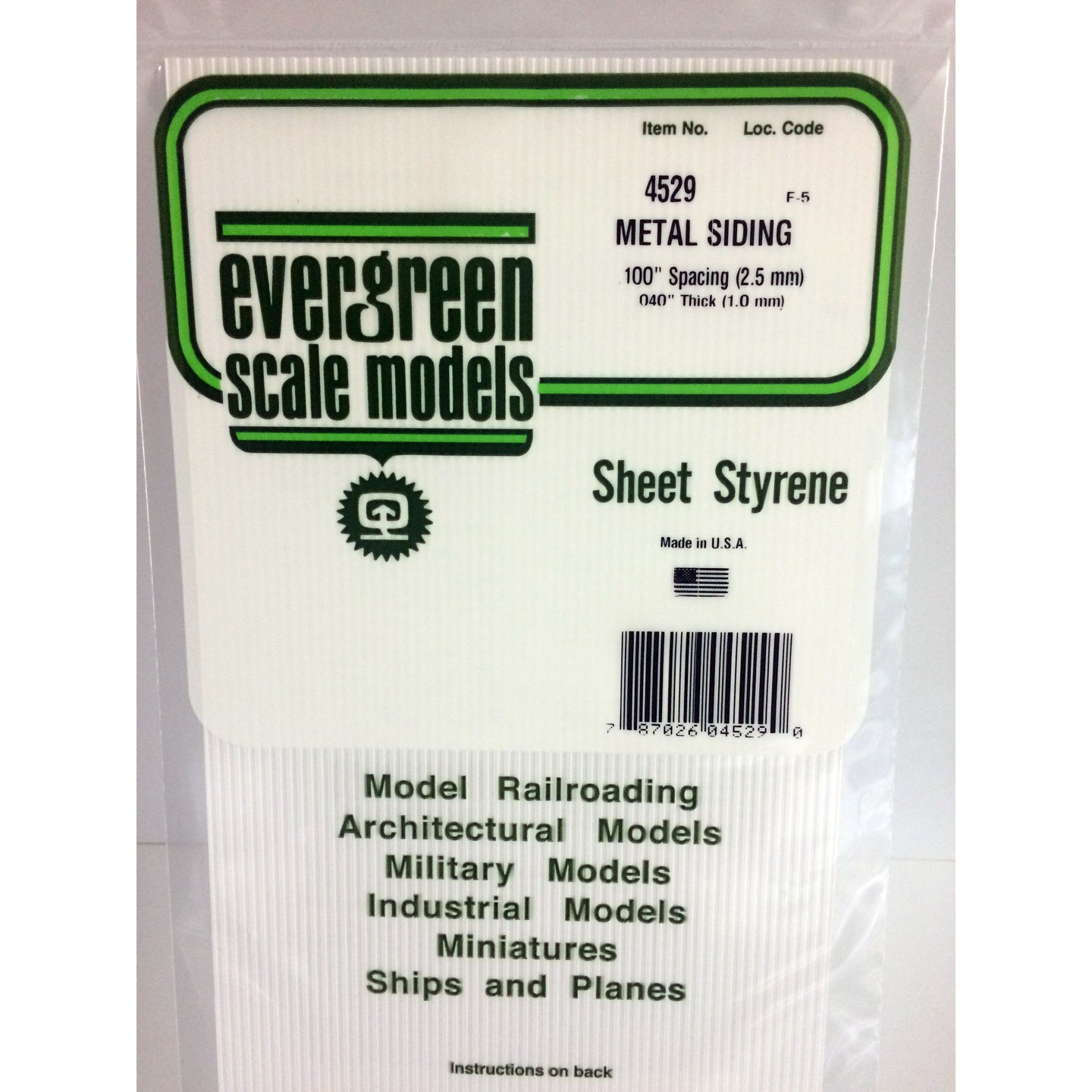 Evergreen 4529 Styrene Plastic Metal Siding 0.100