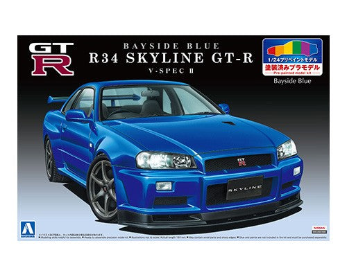 Aoshima 1/24 Prepainted Nissan Skyline GT-R V-Spec II Bayside Blue 08591