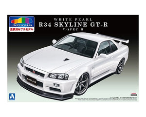 Aoshima 1/24 Prepainted Nissan BNR34 Skyline GT-R V-Spec II Pearl White 08607