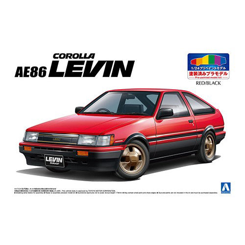 Aoshima 1/24 Toyota AE86 Corolla Levin Red /Black Painted Body