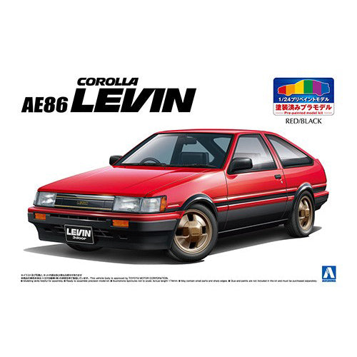 Aoshima 1/24 Toyota AE86 Corolla Levin Red /Black Painted Body 54963