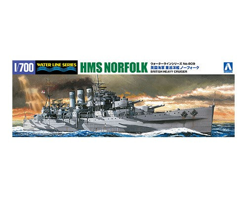 Aoshima 1/700 British Heavy Cruiser HMS Norfolk w/ Camo Decals 05670