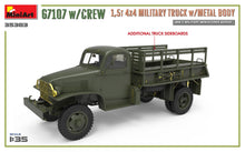 Load image into Gallery viewer, MiniArt 1/35 US M3 G7107 4X4 Truck w/ Metal Body w/ Crew (3) 35383
