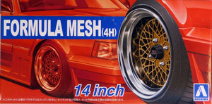 Aoshima 1/24 Rim & Tire Set ( 32) SSR Formula Mesh 4H 14" 05325