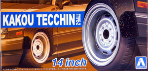 Aoshima 1/24 Rim & Tire Set ( 77) Kakou Tecchin 14" Type 2 05468
