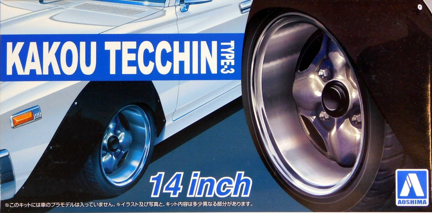 Aoshima 1/24 Rim & Tire Set ( 78) Kakou Tecchin Type 3 14