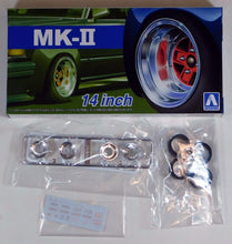 Load image into Gallery viewer, Aoshima 1/24 Rim &amp; Tire Set ( 55) MK-II 14&quot; 05388