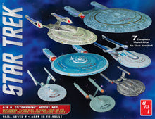 Load image into Gallery viewer, AMT Star Trek 1/2500 USS Enterprise 7 Piece Model Kit Set AMT954