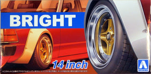 Aoshima 1/24 Rim & Tire Set ( 79) Bright 14" 54703
