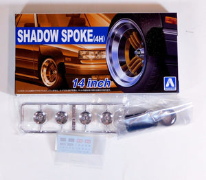 Aoshima 1/24 Rim & Tire Set ( 29) Shadow Spoke 14" 05322