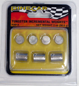 Pinecar P3914 Pinewood Derby Tungsten Incremental Cylinder Weights 2oz