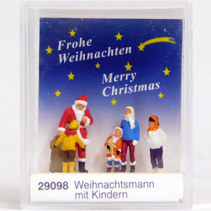 Preiser 1/87 HO Santa Claus w Children Merry Christmas Figures 29098