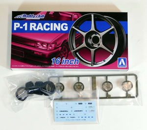 Aoshima 1/24 Rim & Tire Set ( 12) P-1 Racing 16" 05251