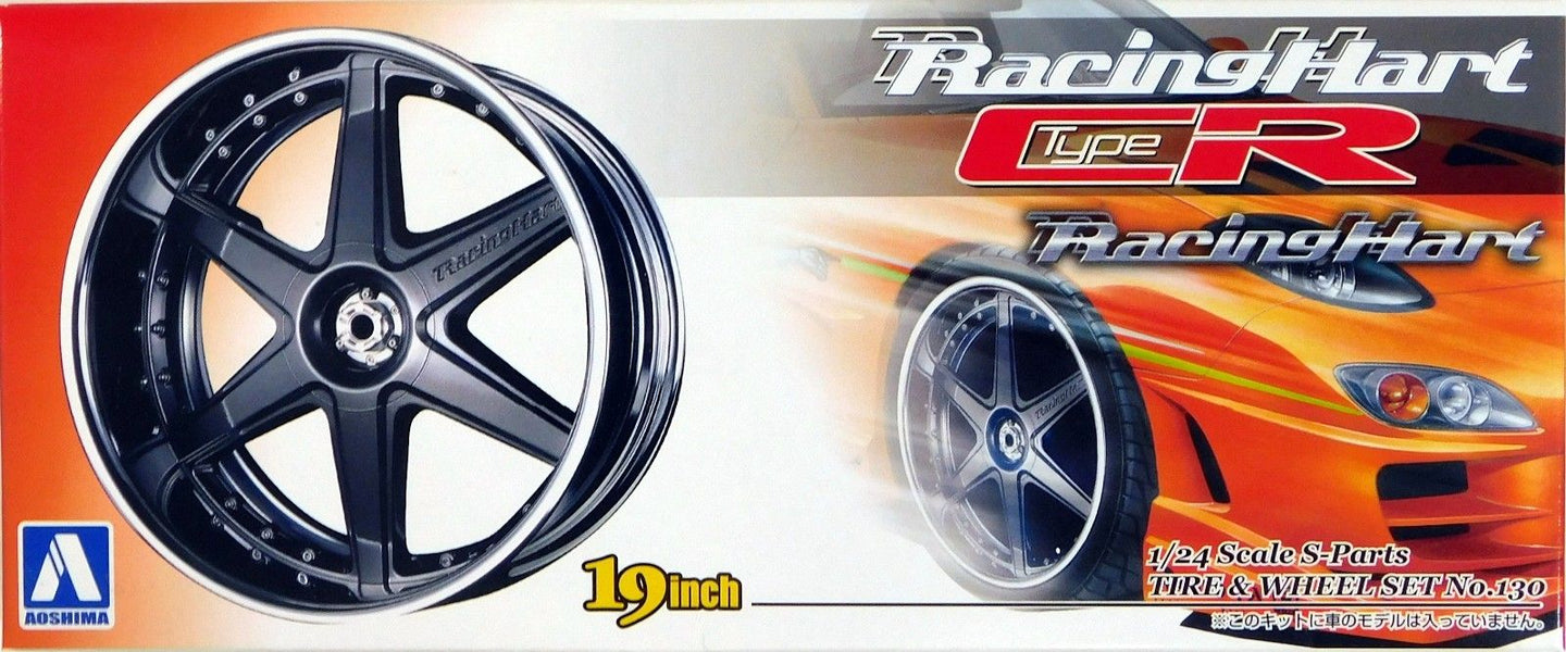 Aoshima 1/24 Rim & Tire Set (130) Racing Hart type CR 19