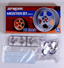 Load image into Gallery viewer, Aoshima 1/24 Rim &amp; Tire Set ( 21) Meister S1 18&quot; 05299