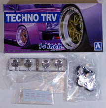 Load image into Gallery viewer, Aoshima 1/24 Rim &amp; Tire Set ( 53) Techno TRV 14&quot; 05386