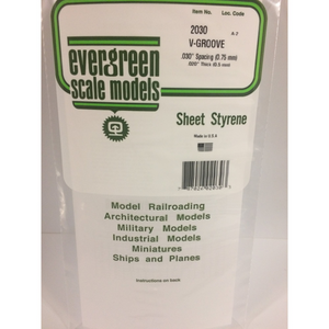 Evergreen 2030 Styrene Plastic V-Groove Styrene Plastic 0.030"x 12"x 6" (1)