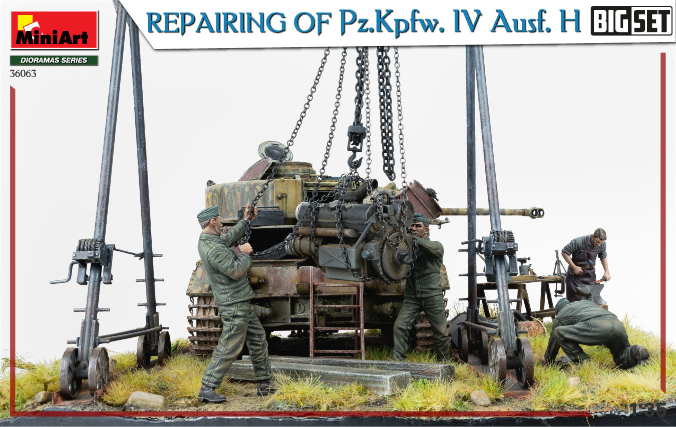 MiniArt 1/35 German Repairing Of Pz.Kpfw. IV Ausf. H. Big Set 36063 –  Burbank's House of Hobbies