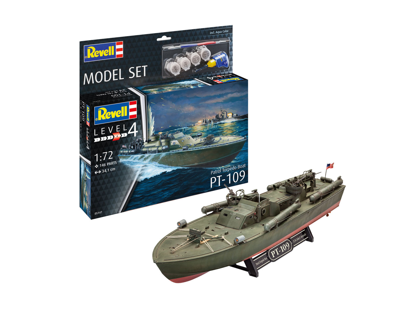 Revell 1/72 Model Set US Patrol Torpedo Boat PT-109 W/ Paint & Glue 65147