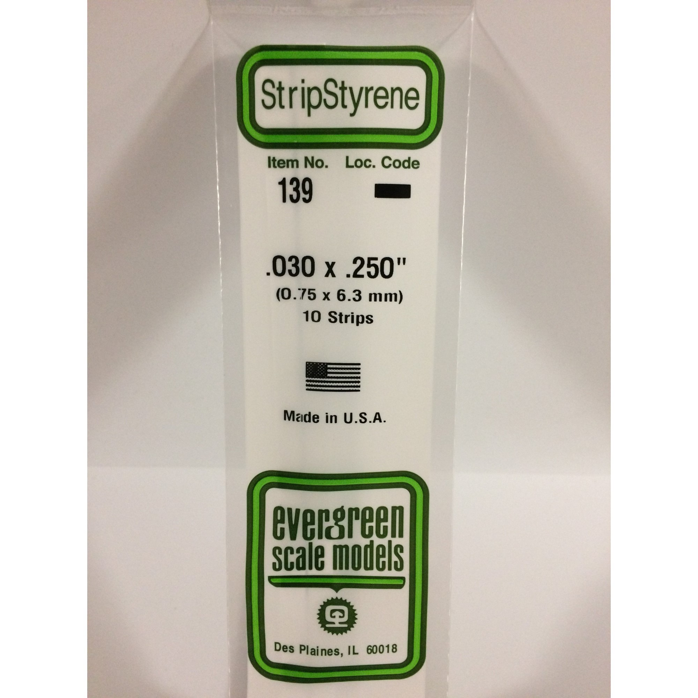 Evergreen 139 Styrene Plastic Strips 0.030