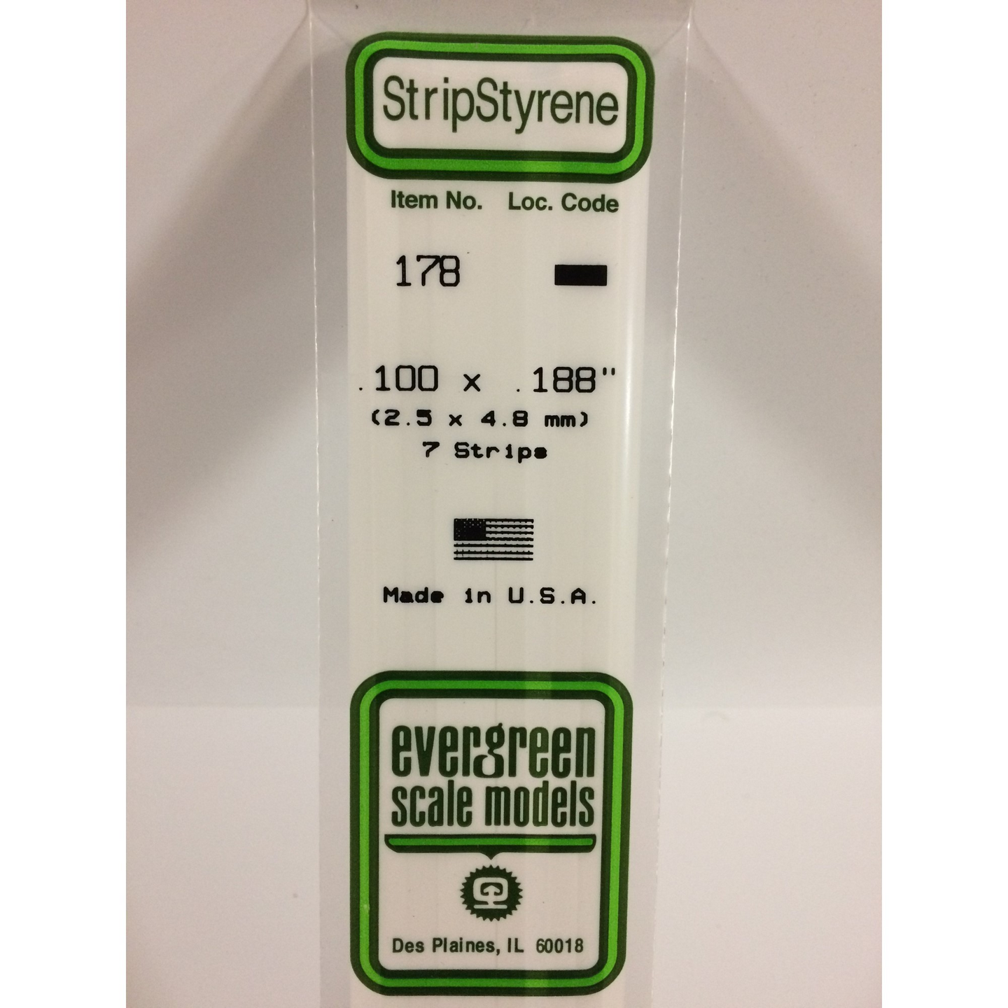 Evergreen 178 Styrene Plastic Strips 0.100