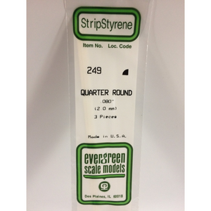 Evergreen 249 Styrene Plastic Quarter Round 0.080" x 14" (3)