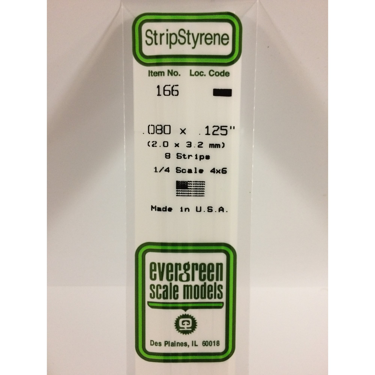 Evergreen 166 Styrene Plastic Strips 0.080