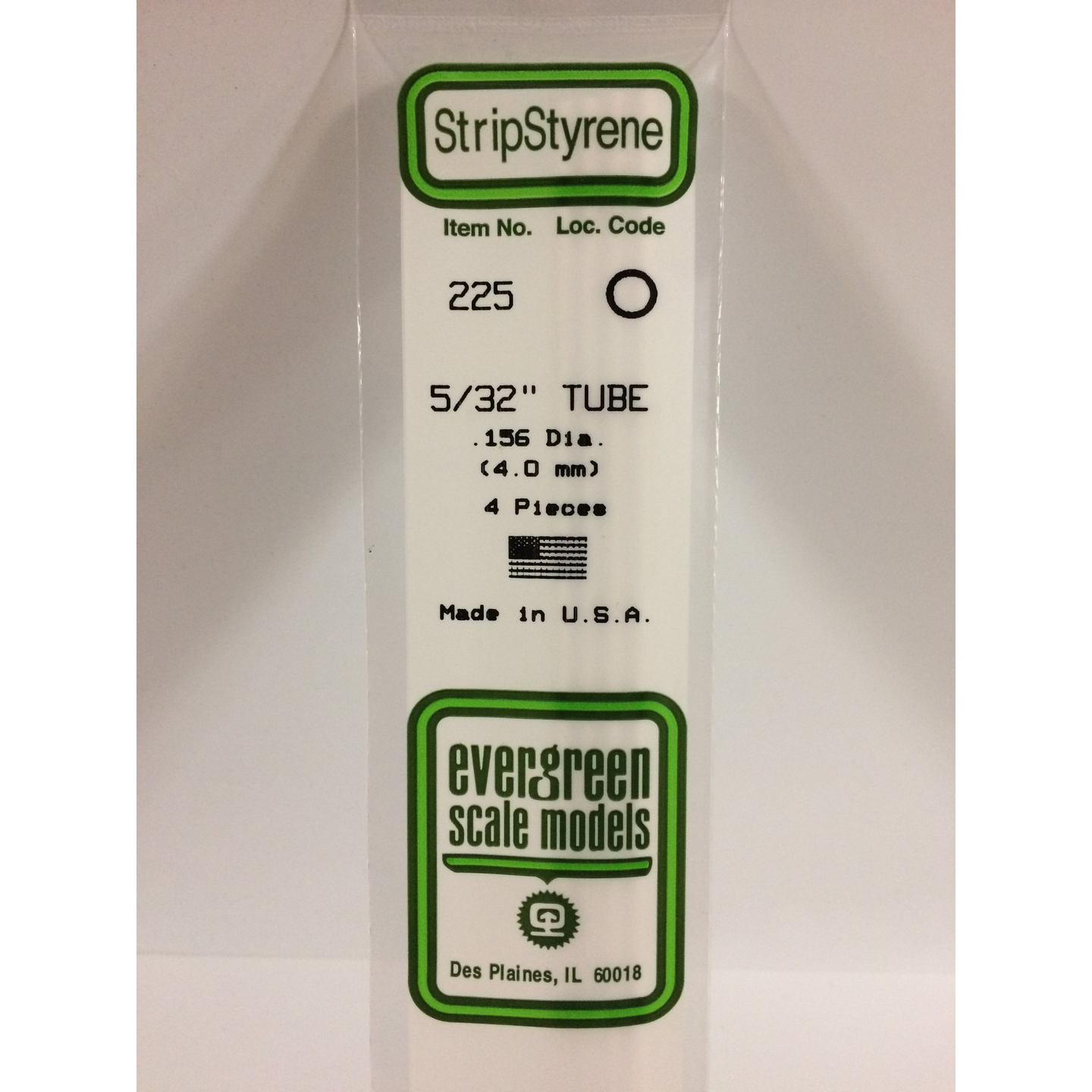 Evergreen 225 Styrene Plastic Tube 5/32