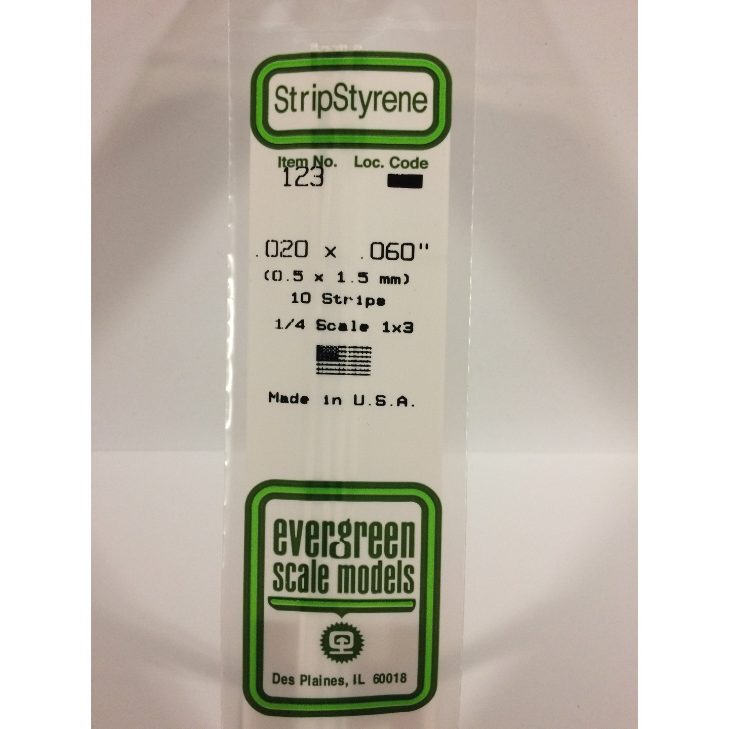 Evergreen 123 Styrene Plastic Strips 0.020