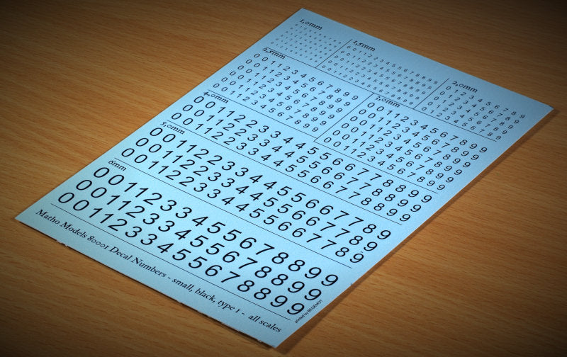 Matho Models Numbers Decals - small, black, type 1 80001