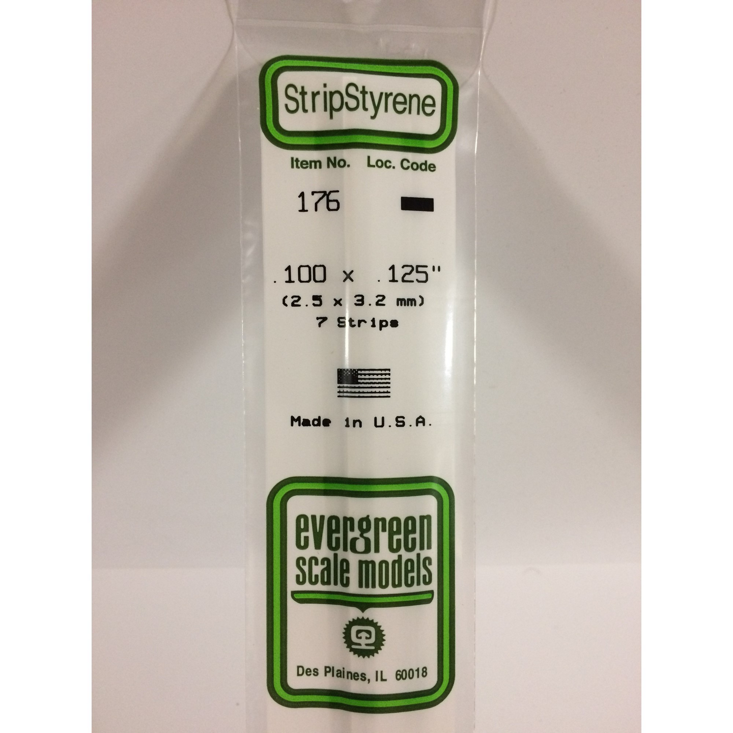 Evergreen 176 Styrene Plastic Strips 0.100