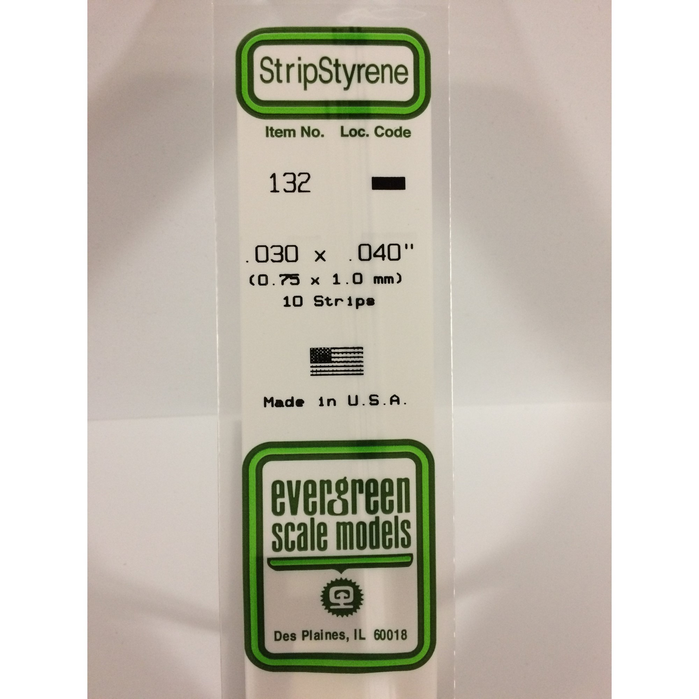 Evergreen 132 Styrene Plastic Strips 0.030
