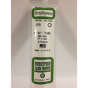 Evergreen 229 Styrene Plastic Tube 9/32" 0.281" x 14" (3)