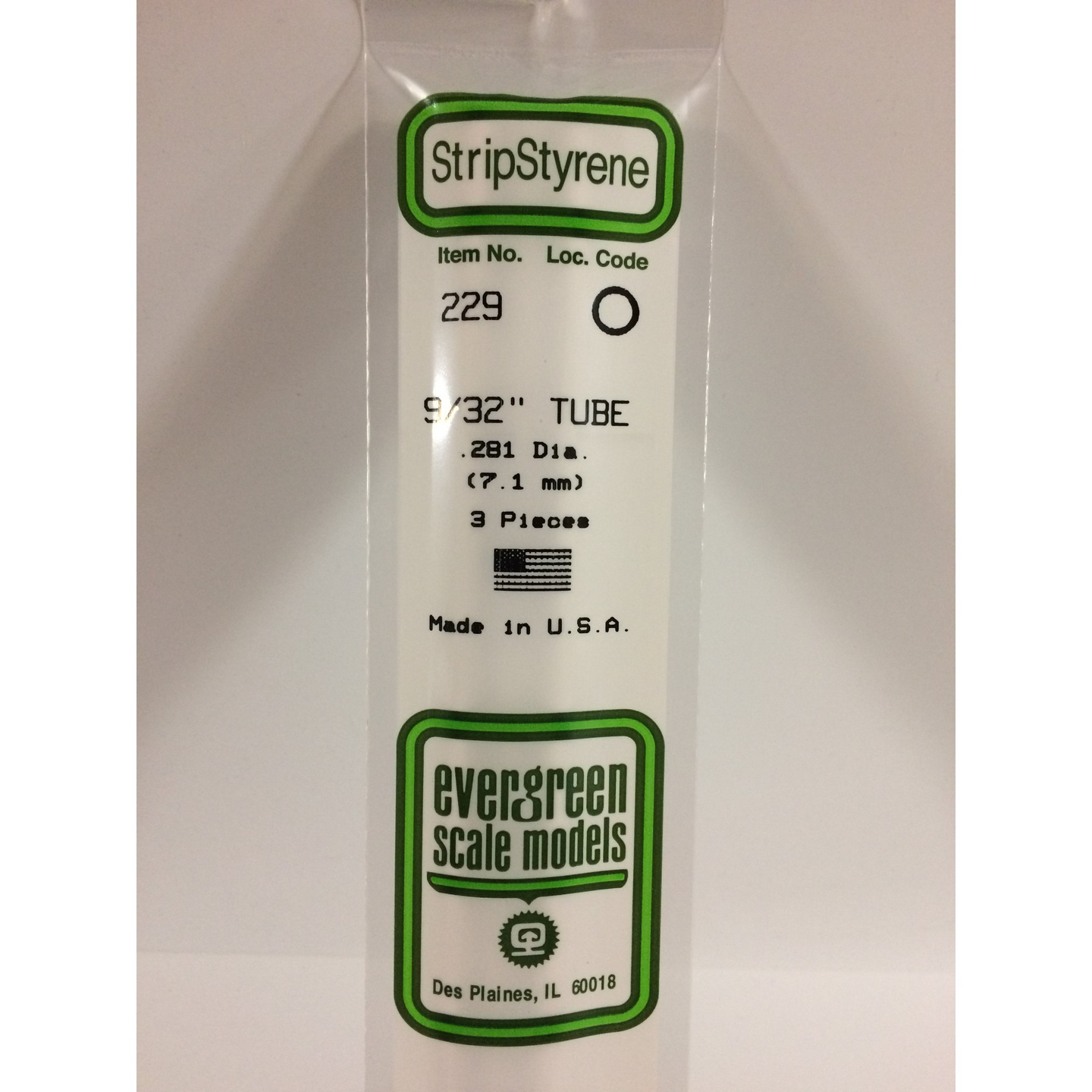 Evergreen 229 Styrene Plastic Tube 9/32