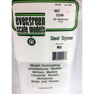 Evergreen 9007 Styrene Plastic Clear Sheet 0.015"x 6"x 12"  (2)