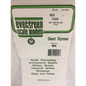 Evergreen 9015 Styrene Plastic Plain Sheet 0.015"x 6"x 12"  (3)