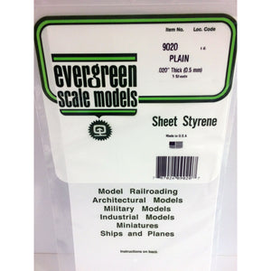Evergreen 9020 Styrene Plastic Plain Sheet 0.020" x 6" x 12"  (3)
