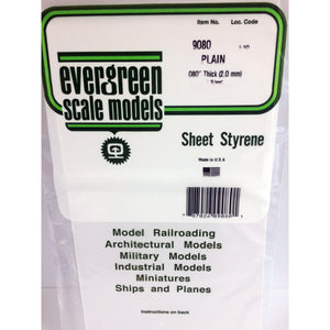 Evergreen 9080 Styrene Plastic Plain Sheet 0.080"x 6"x 12" (1)