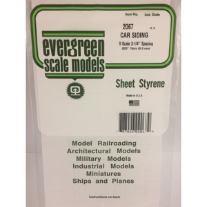 Evergreen 2067 Styrene Plastic Freight Car Siding 0.020"x 12"x 6" O-Scale (1)