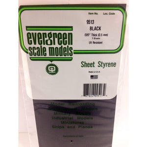 Evergreen 9513 Styrene Plastic Black Sheet 0.020"x 6"x 12" (3)