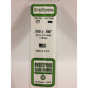 Evergreen 177 Styrene Plastic Strips 0.100"x 0.156"x 14"  (7)