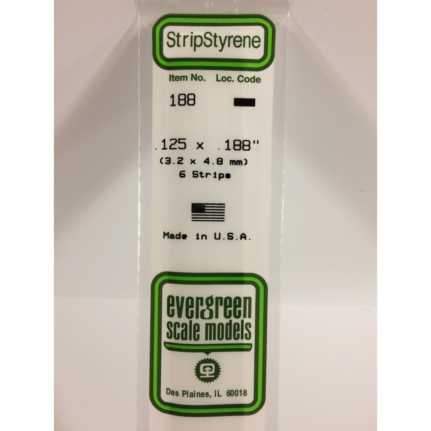Evergreen 188 Styrene Plastic Strips 0.125