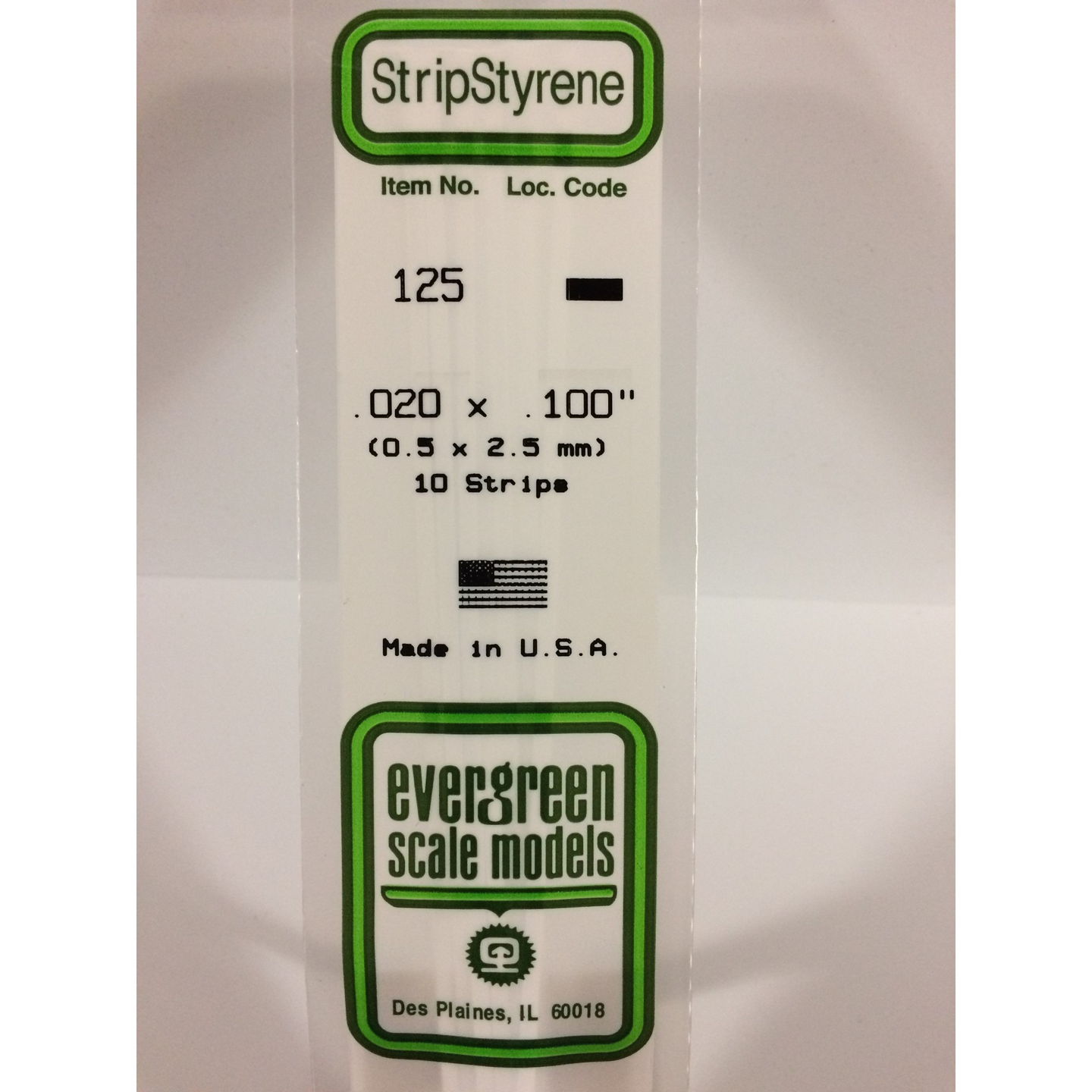 Evergreen 125 Styrene Plastic Strips 0.020
