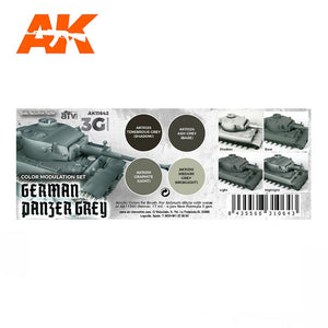 AK Interactive 3rd Gen Acrylic AK11642 Modulation Set (4) WWII German Panzer Grey