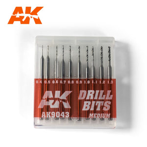 AK Interactive AK9043 Quick Change Drill Bits 0.4mm to 1.3mm (10)