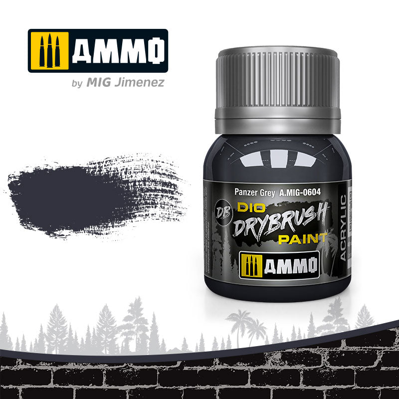 Ammo by Mig AMIG0604 Dio Drybrush Paint Panzer Grey 40mL