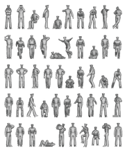 Load image into Gallery viewer, Ion Models 1/350 US Navy Figures Chilling on Deck WWII U350-001'