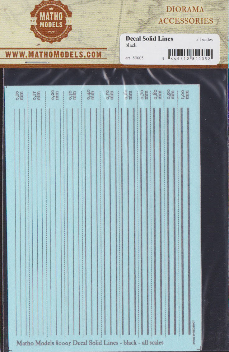 Matho Models Solid Lines Decals - black 80005 – Burbank's House of Hobbies